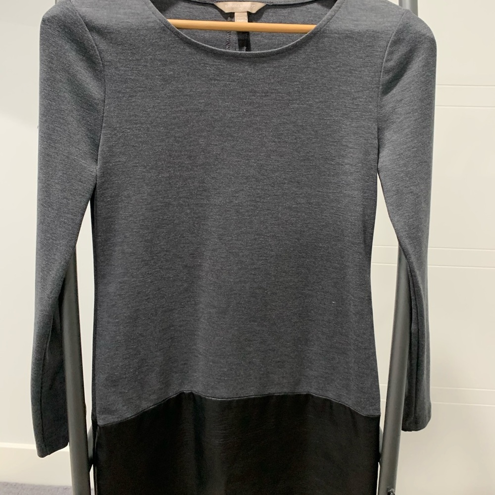 Gray black leather dress